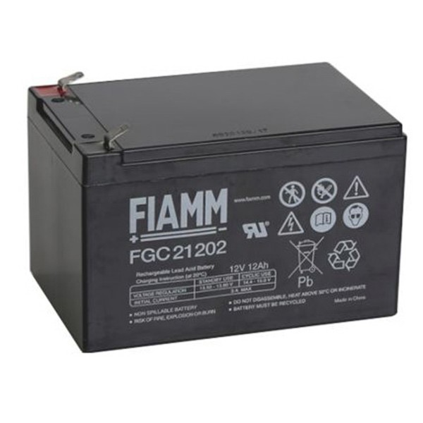 Fiamm FGC21202 batteri 12Ah cyklerbar med Faston 6,3 mm stikkontakter