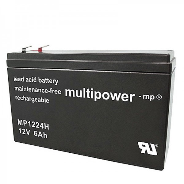 Multipower MP1224H højstrøms blybatteri med Faston 6.3mm stikkontakt