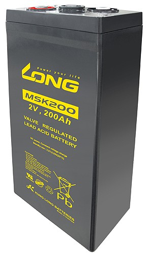 Kung Long MSK200 AGB Blysyrebatteri 2 volt 200Ah 170 x 106 x 333mm M8 indvendig gevind