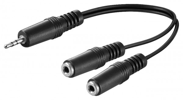 Goobay audio Y-kabeladapter 3,5 mm, 1x stik 2x monostik - stik 3,5 mm stik (3-benet, stereo) > 2x stik 3,5 mm stik (2-benet, mono)
