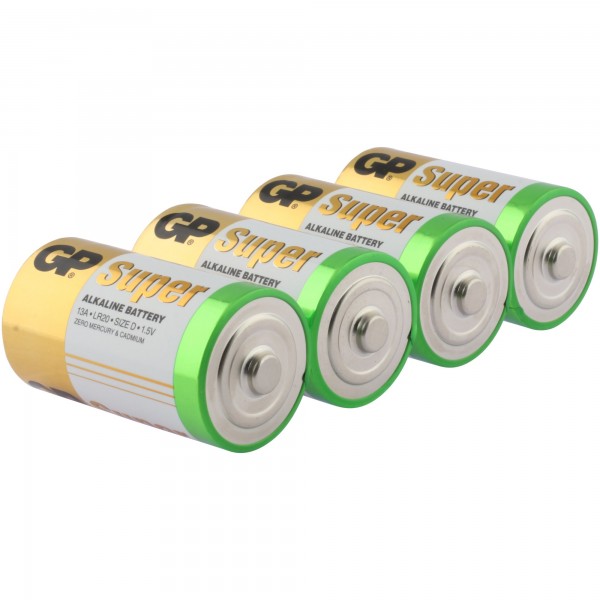 D Mono batteri GP Alkaline Super 1.5V 4 stk