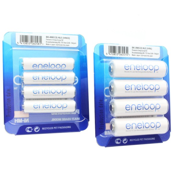 Sanyo Eneloop Combi Pack 4x AA Mignon + 4x AAA Micro Batterier, ny nu fra Panasonic