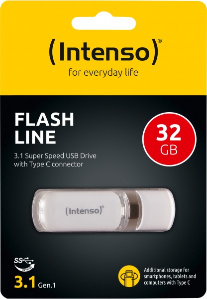 Intenso USB 3.1 OTG Stick 32GB, Flash Line, hvid Type-C, (R) 70MB/s, detailblister