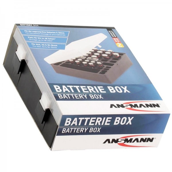 Ansmann batteri og opbevaringsboks til op til 24x AA, 16x AAA, 4x 9V