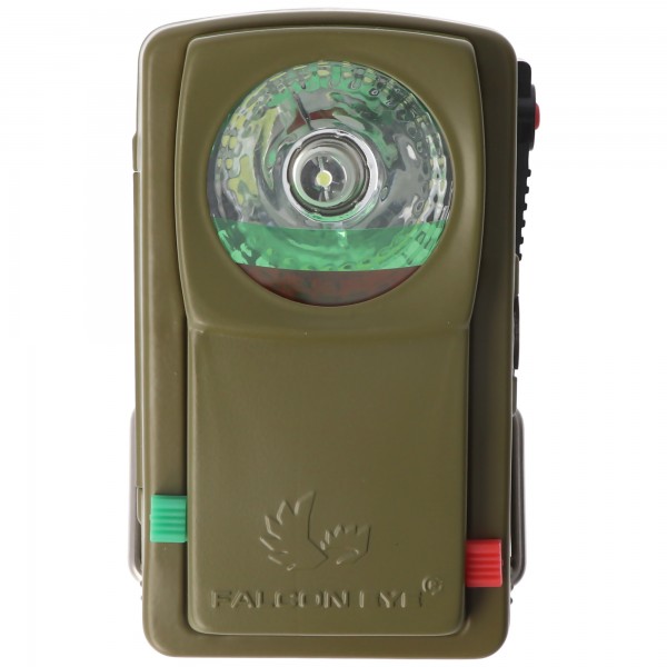 LED BW signallommelygte, olivengrøn, med ekstra røde og grønne filterskiver, med batteri