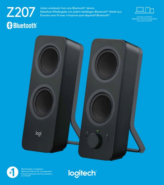 Logitech højttaler Z207, Bluetooth, stereo 2.0, 10W sort, detail