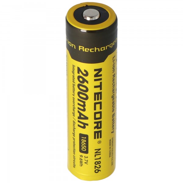 NiteCore 18650 Li-ion batteri til LED-lygter NL186 med 2600mAh, CR18650