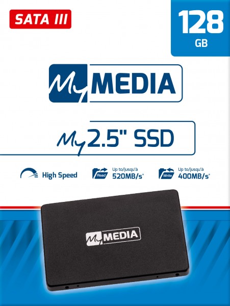 Mymedia SSD 128GB, SATA-III, 6,35 cm (2,5'') (R) 520MB/s, (W) 400MB/s, Detailhandel