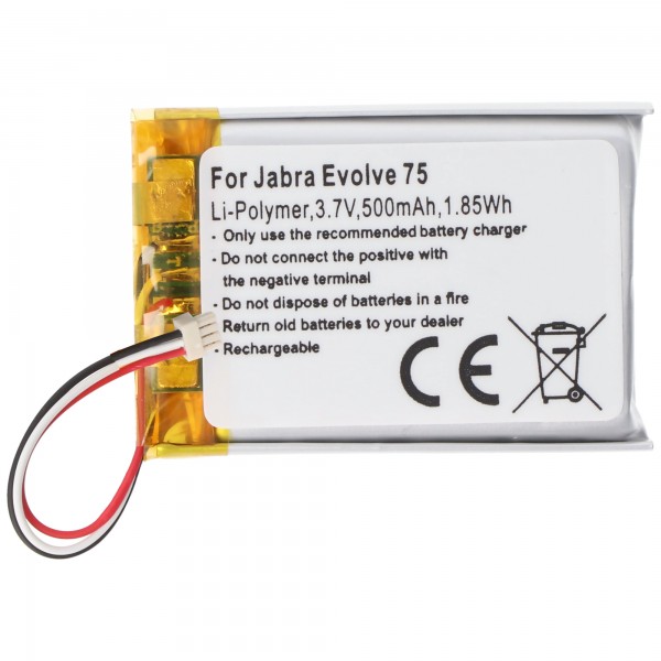 Batteri passer til Jabra Evolve 75, Li-Polymer, 3.7V, 550mAh, 2.0Wh