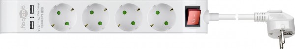 Goobay strømskinne 4-vejs med kontakt og USB - op til 2 USB-enheder og 4 elektriske enheder kan tilsluttes