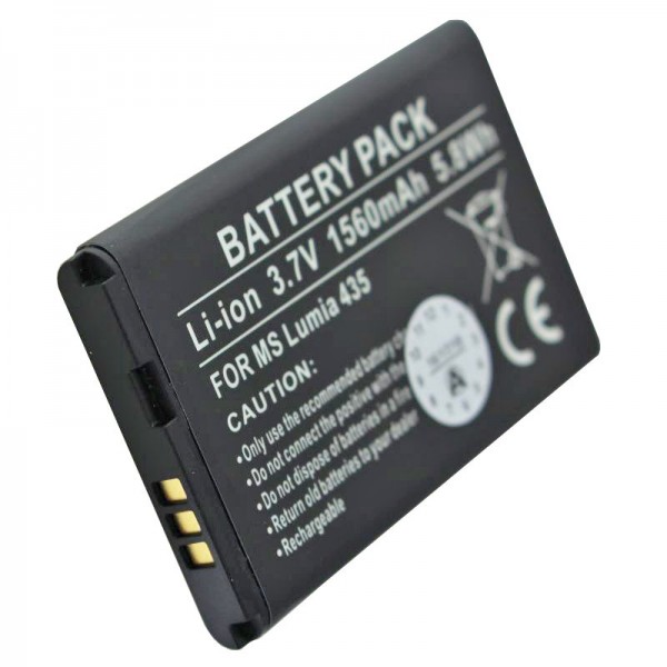 Batteri passer til Nokia Lumia 435 batteri, Lumia 532 batteri BV-5J max. 1560mAh