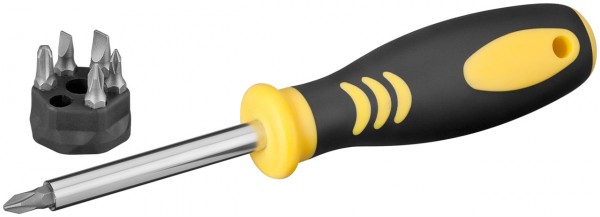 Fixpoint skruetrækker med magnetisk bitholder - sæt med 6 magnetiske, udskiftelige bits til skruetrækkere