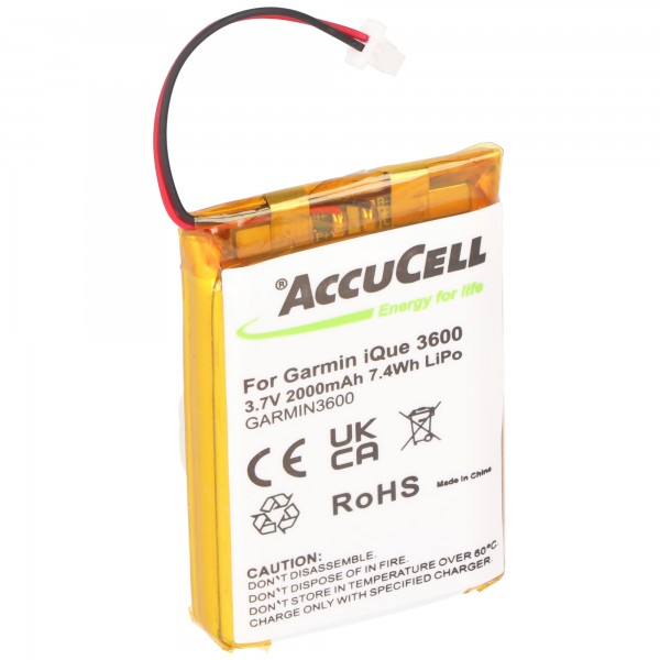 AccuCell batteri passer til Garmin iQue 3200, 2000mAh extended