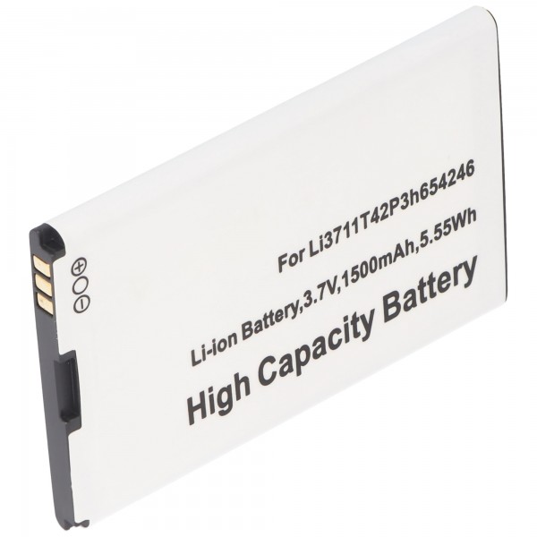 Li-Ion batteri - 1500mAh (3.7V) til mobiltelefon, smartphone, telefon erstatter Li3711T42P3h654246, LI3715T42P3H654251