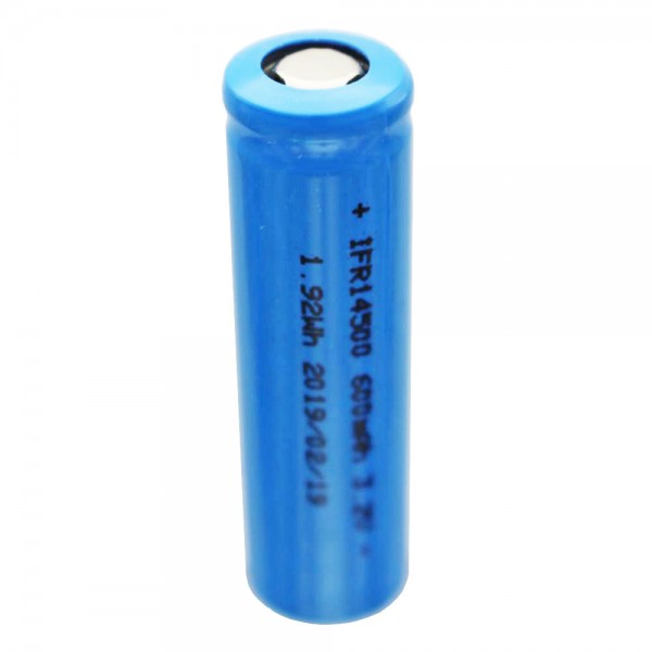 3,2 Volt Solar Battery Lithium IFR 14500 AA 600mAh LiFePo4 Batteri Flat Top Ubeskyttet Dimensioner 14,2 x 50,2mm