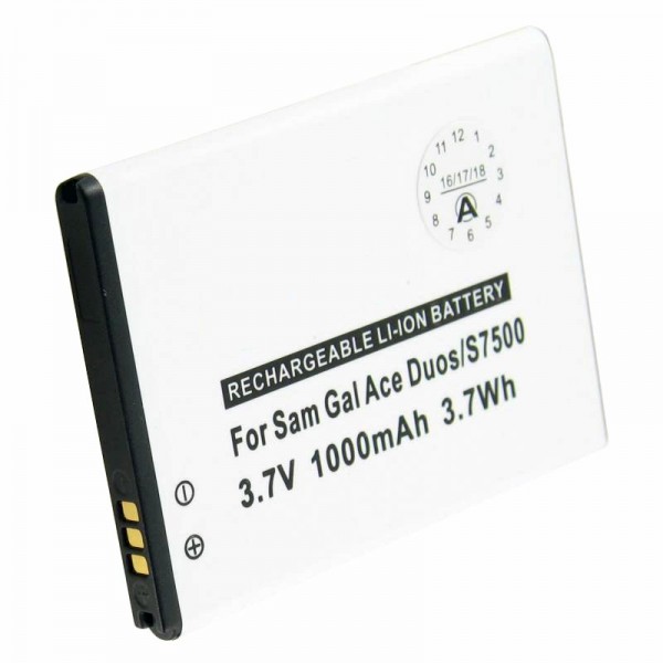 Batteri passer til Samsung Galaxy Ace Plus batteri, Galaxy Mini 2, GT-S6500, GT-S7500, 1000mAh