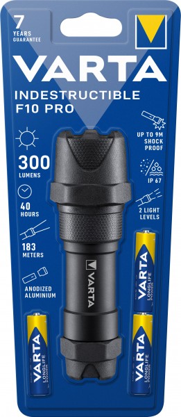 Varta LED lommelygte Professional Line, uforgængelig 300lm, inkl. 3x alkaline AAA batterier, detail blister