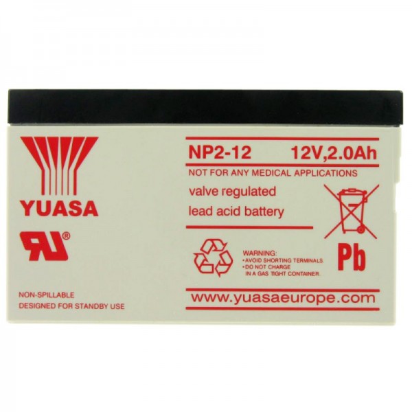YUASA NP2-12 Batterilad PB 12 Volt 2000mAh, ikke længere tilgængelig, vi leverer et indbygget batteri