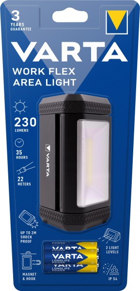 Varta LED-lygte Work Flex Line, Area Light 230lm, inkl. 3x alkaliske AA-batterier, detailblister