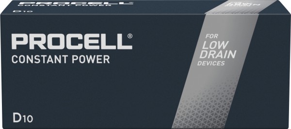 Duracell batteri Alkaline, Mono, D, LR20, 1,5V Procell Constant, Retail Box (10-Pack)