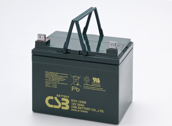 CSB-EVH12390 12 Volt AGM-blybatteri 39Ah, 195x130x178mm M6 Flatpol - M6 B / N Cycle + Standby