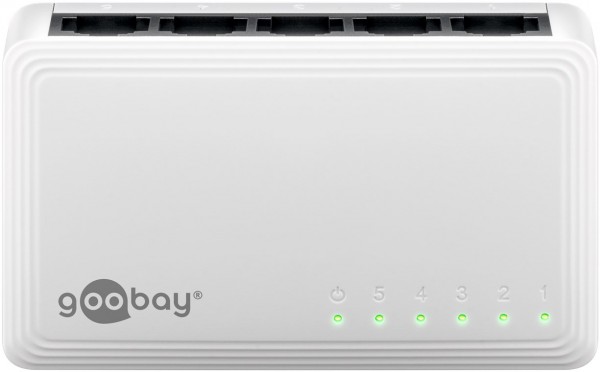 Goobay 5-ports Gigabit Ethernet netværksswitch - 5x RJ45-stik, autonegotiation, 1000 Mbit/s