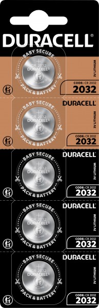 Duracell batteri lithium, knapcelle, CR2032, 3V elektronik, detailblister (5-pak)