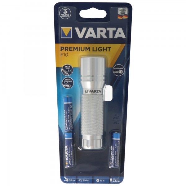 Varta Premium Light F10 0,5 watt max. 30 lumen inklusive 3 mikro AAA-batterier