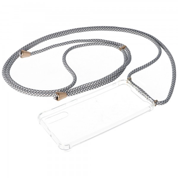 Halskædetaske, der er velegnet til Samsung Galaxy A50, smartphone-cover med ledningsgrå, hvid til vedhæftning