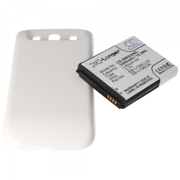 Batteri passer til Samsung Galaxy S III, GT-I9300, låg marmor-w