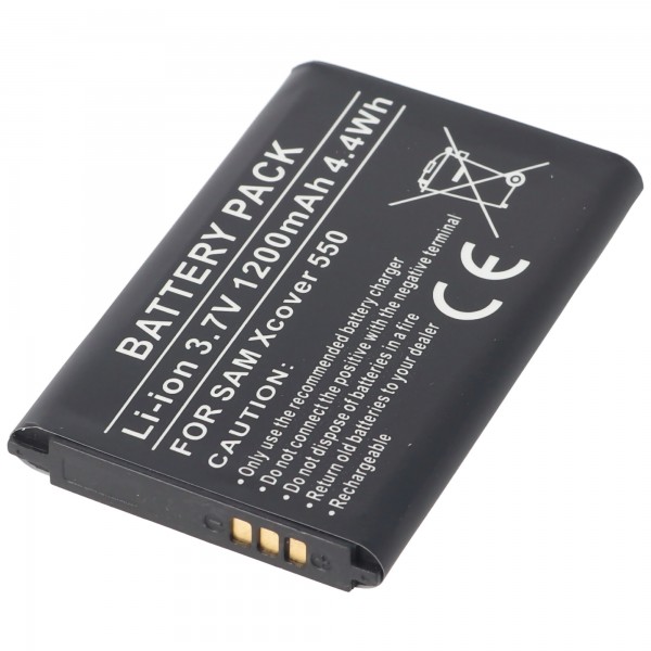 Batteri passer til Samsung Xcover 550, Li-ion, 3.7V, 1200mAh, 4.4Wh