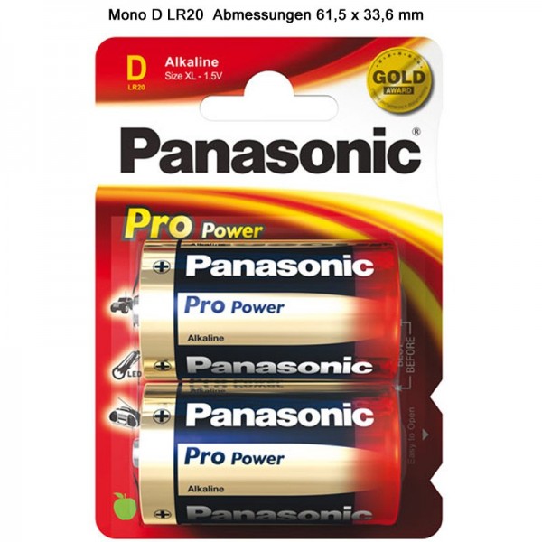 Panasonic LR20 Pro Power Mono Batteri 2er Blister Mono LR20 Størrelse D