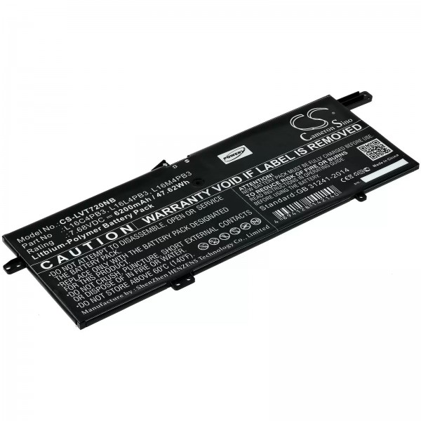 Batteri egnet til bærbar Lenovo IdeaPad 720s / 720S-13ARR / 720S-13IKB / type L16M4PB3 osv. - 7.68V - 6200 mAh