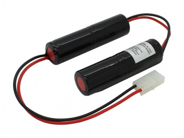 Nødlys batteri NiCd 4,8V 1800mAh 2x L1x2 Sub-C med 200mm kabel og stik
