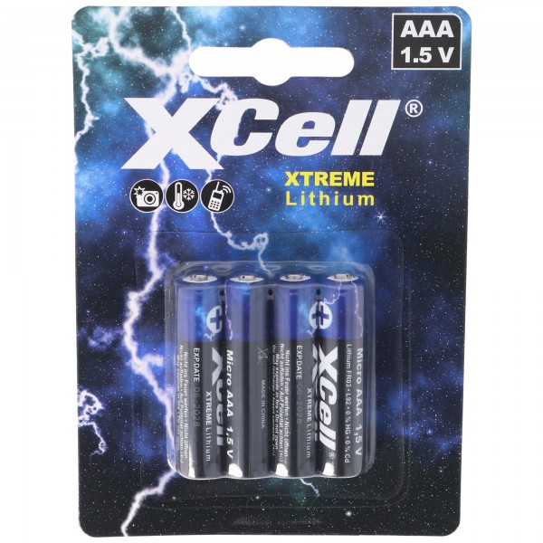 AAA, mikrolithiumbatteri, XTREME lithiumbatteri FR03, L92 1,5V blisterpakning med 4
