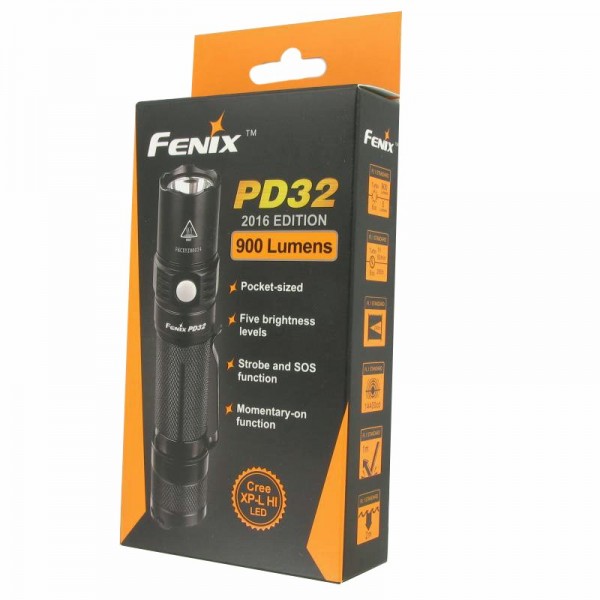 Fenix PD32 2016 Cree XP-L HI LED lommelygte med op til 900 lumen, inklusive 2600mAh batteri