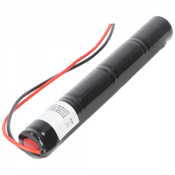 Nødlys batteri NiCd 4.8V 1800mAh L1x4 Sub-C med 200mm kabel på den ene side egnet til 4,8V batteri