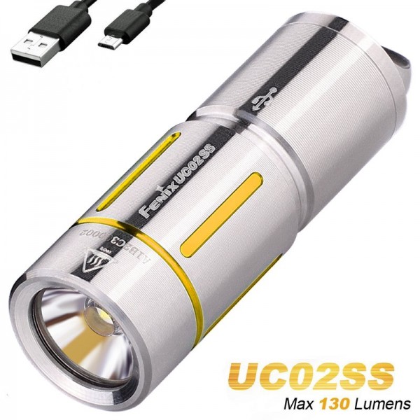 Fenix UC02SS LED nøglering, med batteri og opladerkabel, farve guld