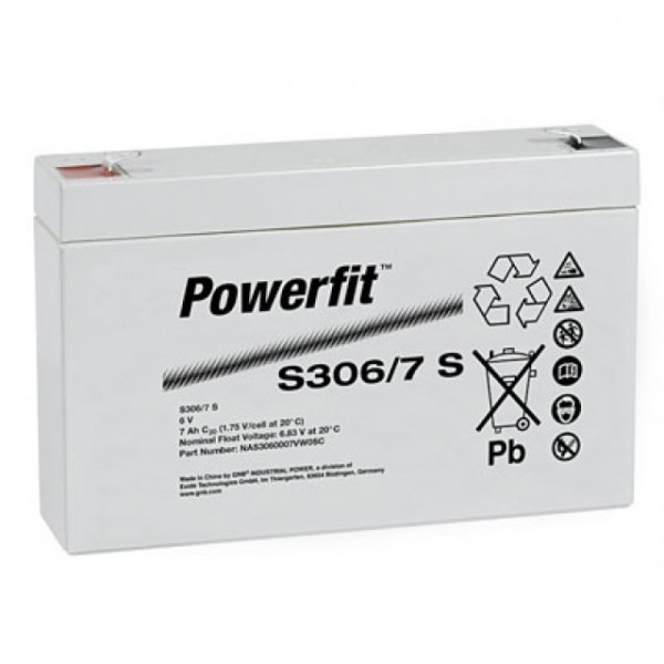 Exide Powerfit S306 / 7S Bly Batteri med Faston 4.8mm 6V, 7500mAh