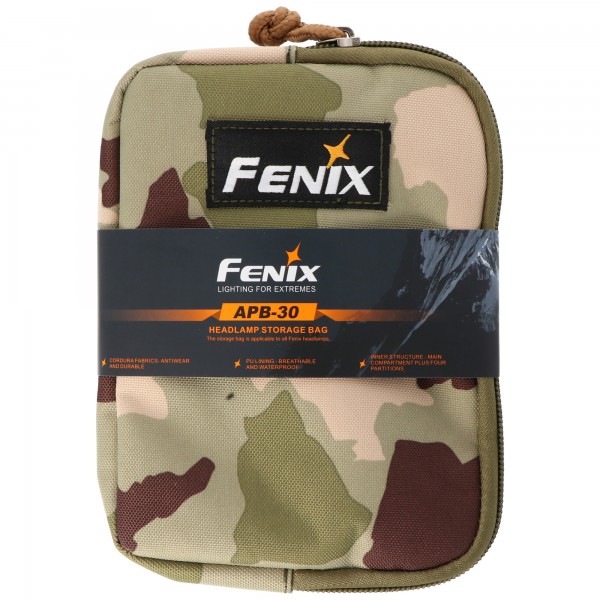 Fenix APB-30 transportpose til hovedbrændere og tilbehør, opbevaringspose til hovedbrændere, velegnet til alle Fenix hovedbrændere, camouflage design