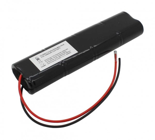 Nødlys batteri NiCd 9,6V 1800mAh L2x4 Sub-C med 200 mm kabel på den ene side