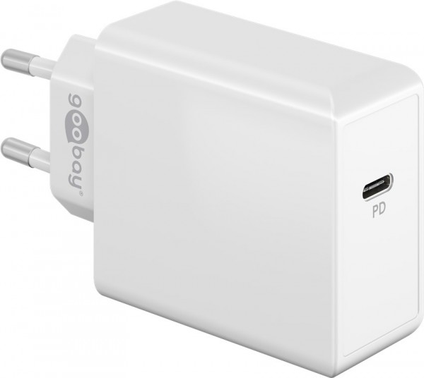 Goobay USB-C™ PD hurtigoplader (65 W) hvid - opladningsadapter med 1x USB-C™-port (strømforsyning)