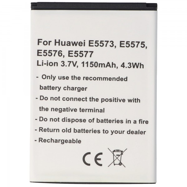 Batteri passer til Huawei E5573, E5575, E5576, E5577, Li-ion, 3.7V, 1150mAh, 4.3Wh