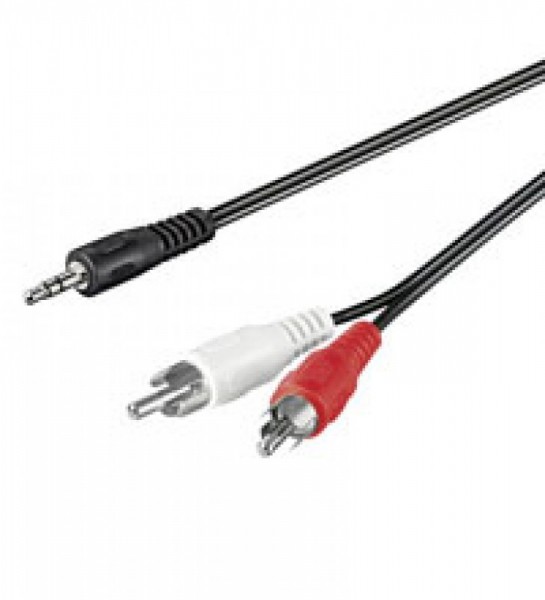 Audio-Video kabel 0,5 m 3,5 mm stereo stik> 2 x RCA stik