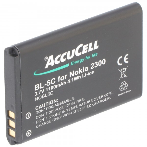 BL-5C batteri til Nokia som et replik batteri fra AccuCell med 1100mAh