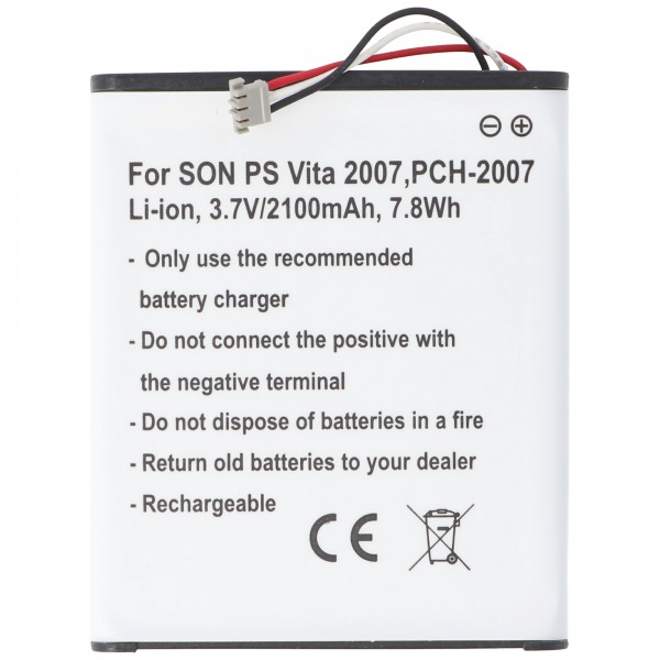 Batteri passer til Sony PS Vita 2007, PCH-2007, Li-ion, 3,7V, 2100mAh, 7,8Wh