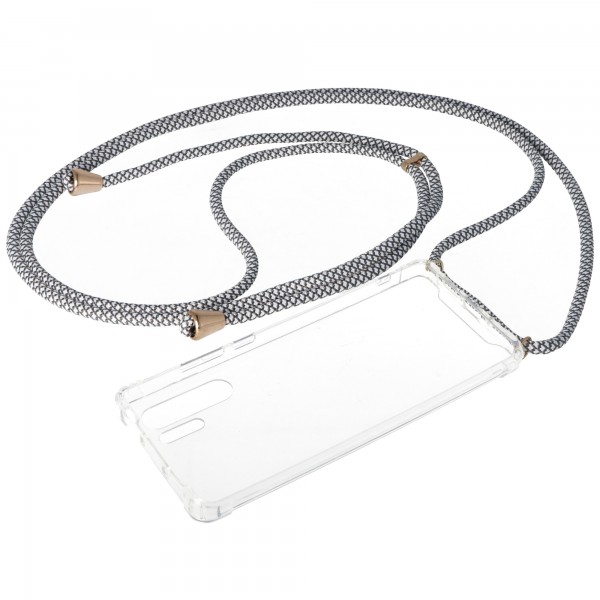 Halskædetaske, der er velegnet til Huawei P30 PRO, smartphone-dækning med løbebånd grå, hvid til ophæng