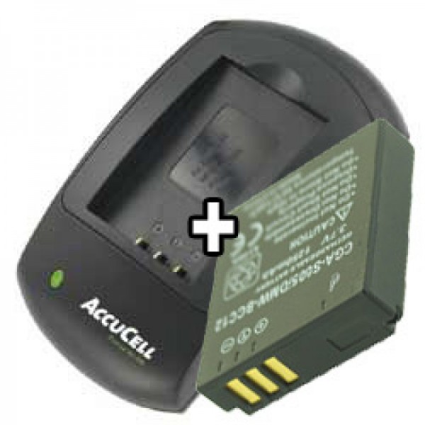 AccuCell sæt oplader og batteri passer til Panasonic CGA-S005