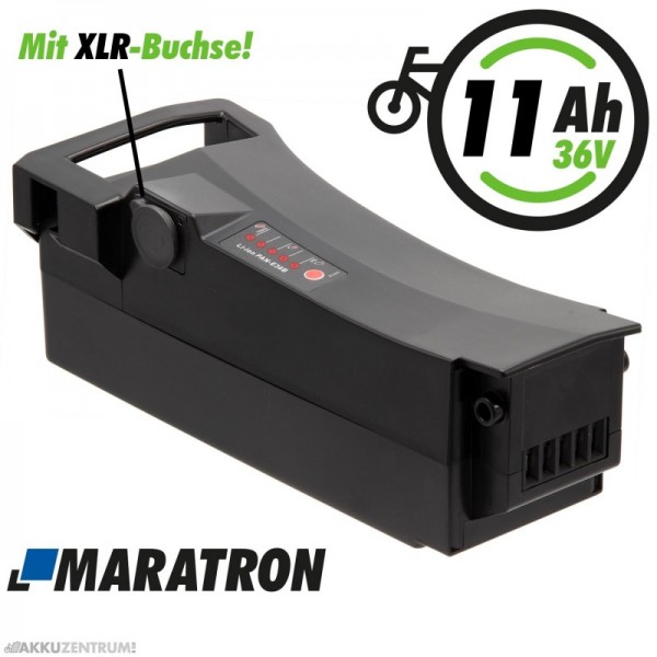 Elcykelbatteri Maratron erstatningsbatteri til Impulse 2.0 - 37V / 10.4Ah - sort - med XLR-fatning - sæderør