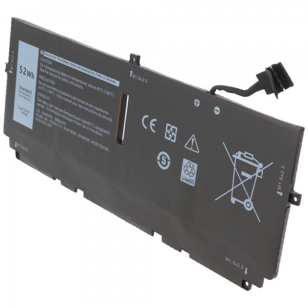 Batteri passer til Dell XPS 13 9300, Li-Polymer, 7.6V, 6840mAh, 52Wh